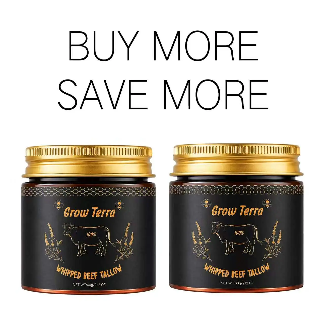 Grow Terra 2-PACK Whipped Beef Tallow & Manuka Honey Balm | Sun Repair & Skin Protection|Nourishing Face Cream & Body Lotion, Multi-use Balm | Line Smoothing Hydrating Moisturizer with 100% Natural Ingredients #SummerVibes