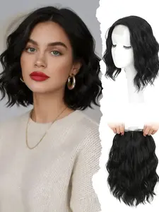 12 Inch Short Wavy Synthetic Hair Topper for Women, Breathable Lightweight Base, Natural Volume, Full Scalp Coverage Realistic Hairpiece