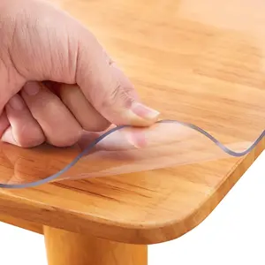 14x24 in Clear Table Protector Plastic PVC Desk Protector Tablecloth Cover Office Desk Pad Mat Wood Furniture Glass Dining Tabletop Countertop Protection Waterproof Rectangular with Free Mouse Pad