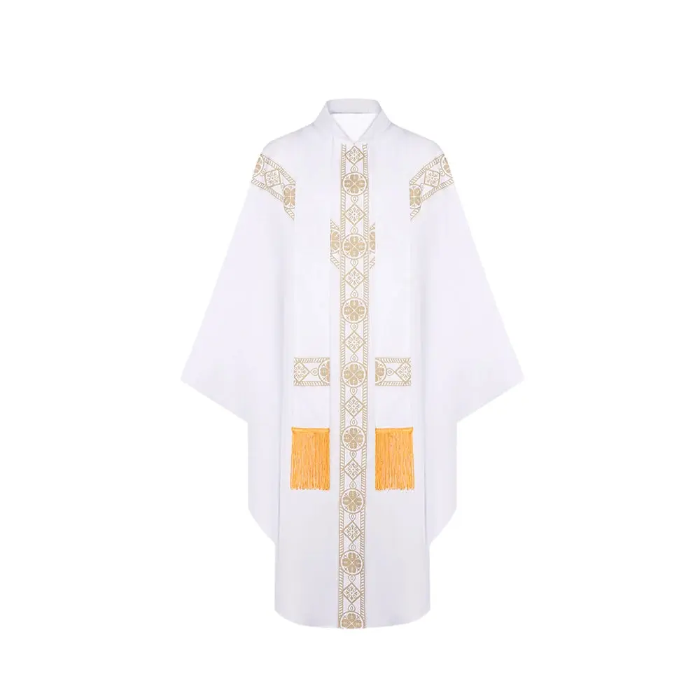 Men Women Medieval Retro Priest Monk Long Gown Cosplay Costume Cross Print Muslim Missionary Cloak Cape Halloween Party Robe