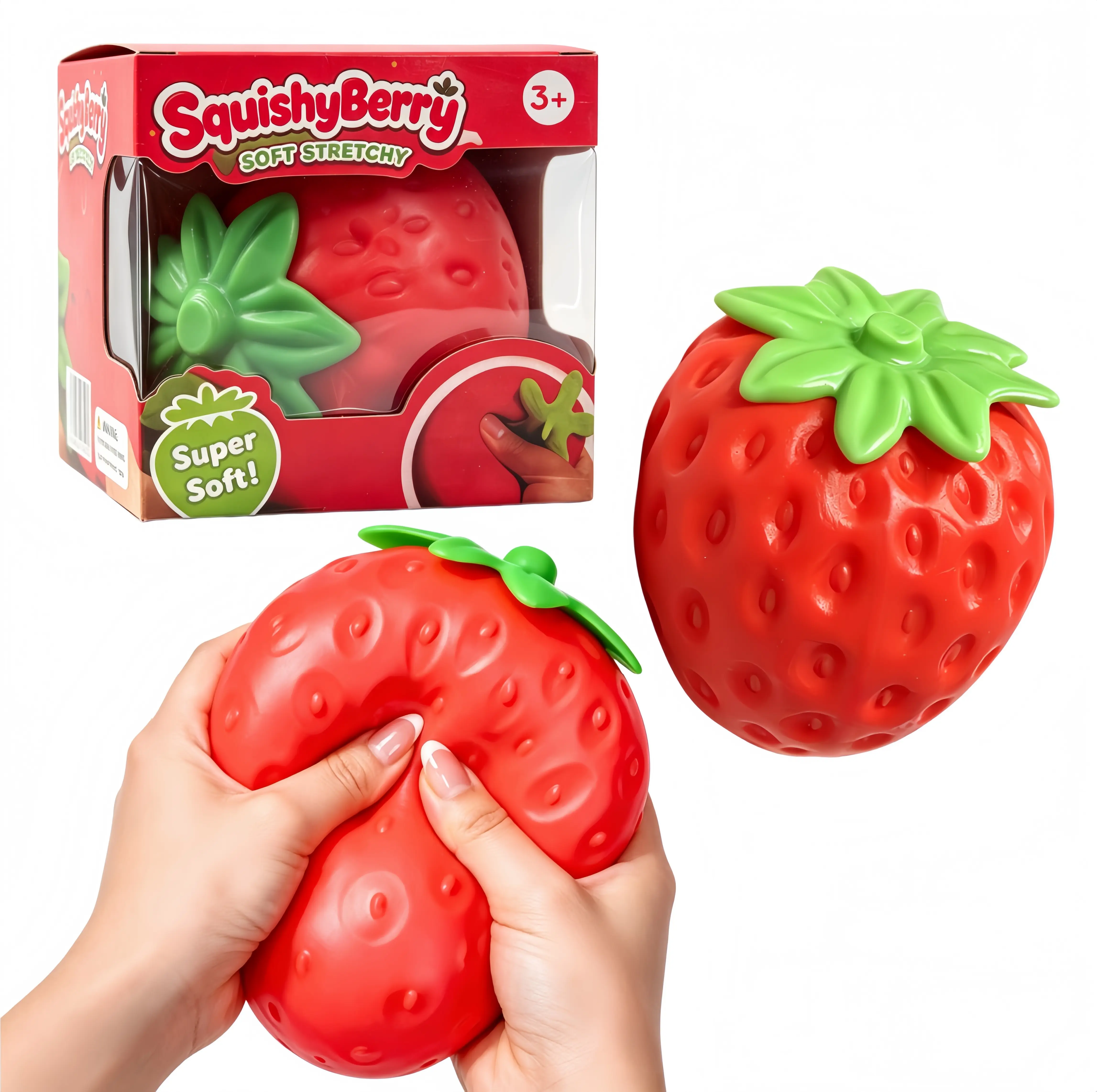6.3 Inch Giant Strawberry Squishy Toy, Super Soft Stretchy Squeeze Stress Relief Fidget Toy, Cute Fruit Shaped Anxiety Relief Sensory Decompression Toy for Kids Adults, Novelty Gift Party Favor Desktop Decoration