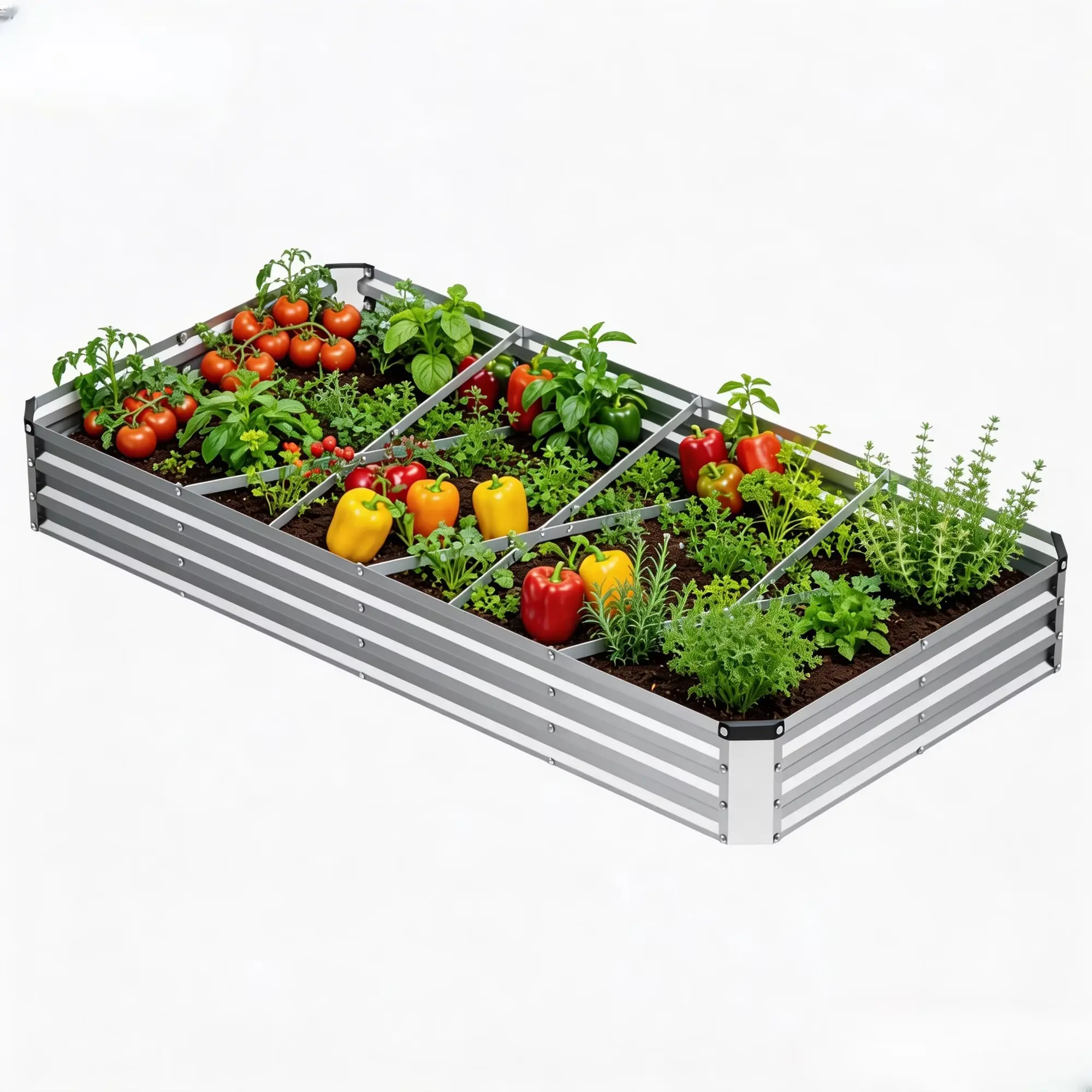 Sweetcrispy Galvanized Raised Garden Bed Kit, Rust-Resistant Steel Planter Box, Easy-Assembly Elevated Outdoor Container for Vegetables, Flowers, Metal Patio Garden Supply, Planter Box Kit
