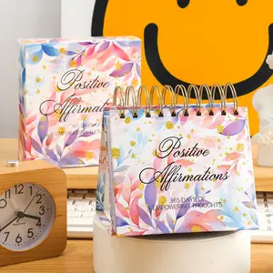 Perpetual Desk Calendar, Standing Daily Flip Desk Calendar with Inspirational Quotes - Page a Day Positive Daily Affirmations - Desk Decor for Office School home, Inspirational Gifts, Desk Accessories, Calendars Planners, Doodle Typography Calendar