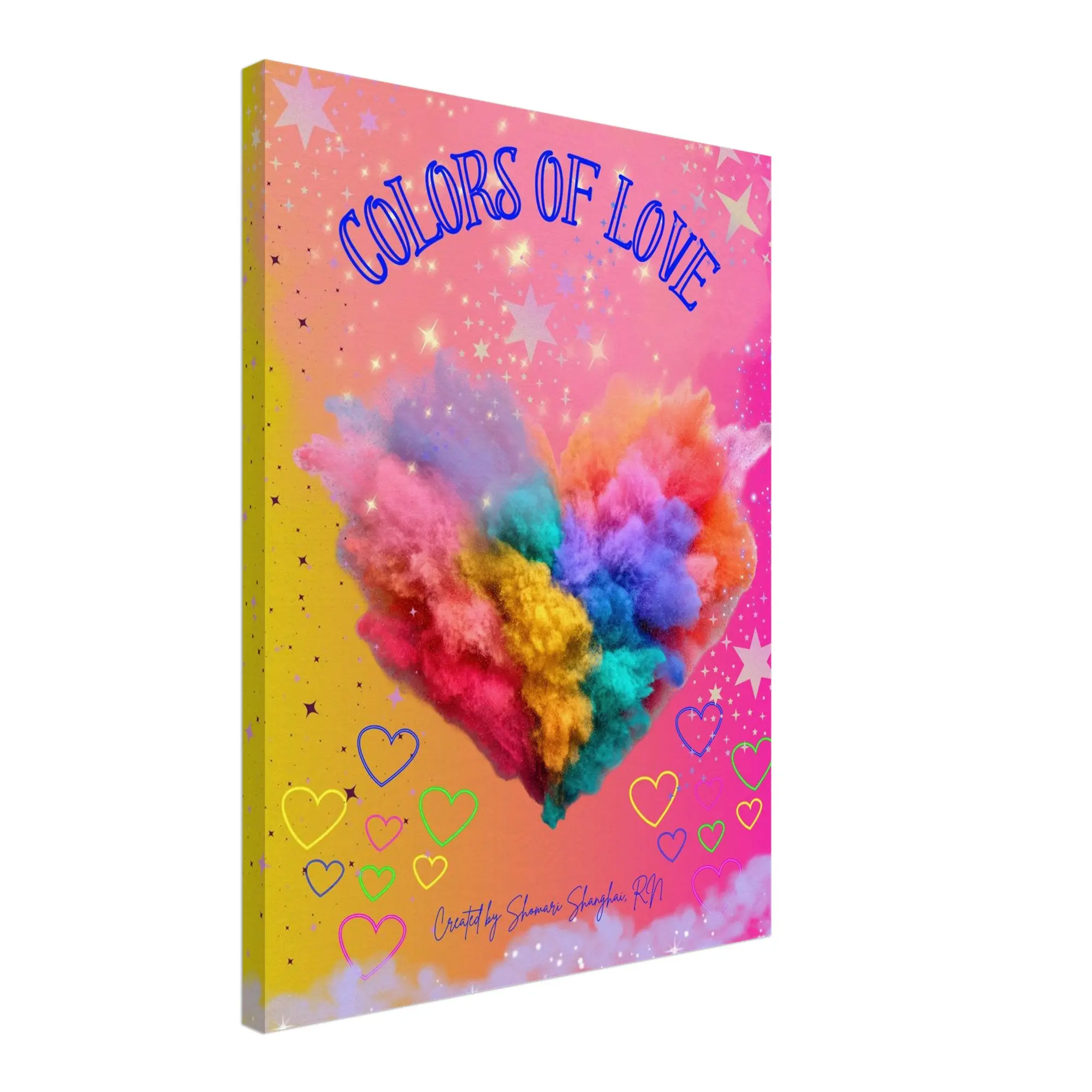 "Colors of Love" Original Hand-Crafted 18x24 Canvas Wall Art by Shomari Shanghai, RN