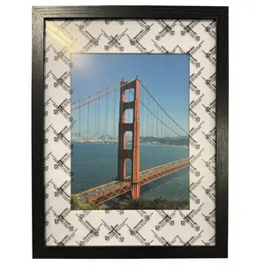 11*14in Black Wood Grain Picture Frame with Mat - High-Density Backboard & Easy-Hang Hardware, Wall-Mount & Tabletop Photo Frame for Home Decor