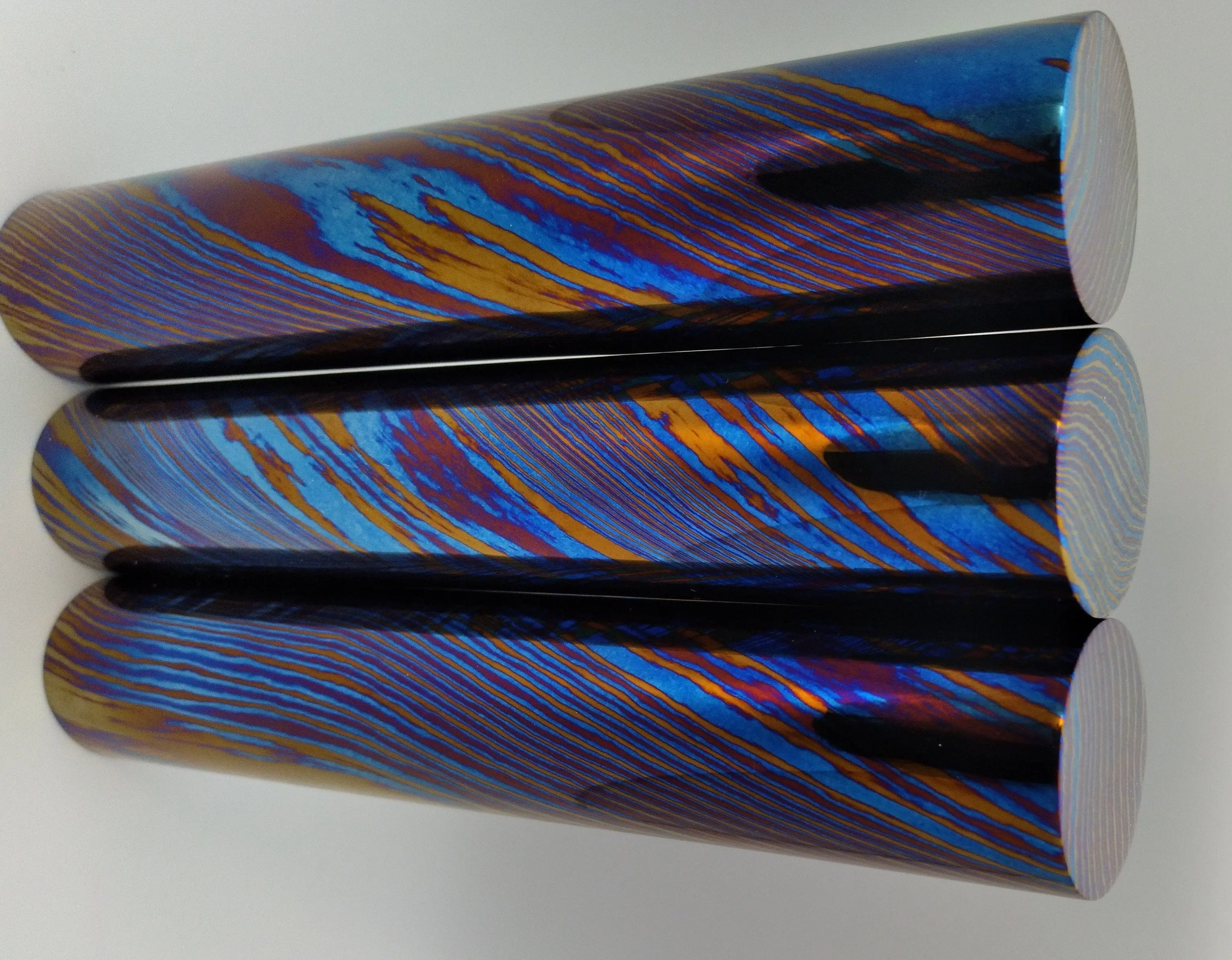 Mokume Ti (Damascus Titanium) rod, 3 alloys, 26/28/30/35mm  diameter, Tidamascus rings, Damascus rings, EDC