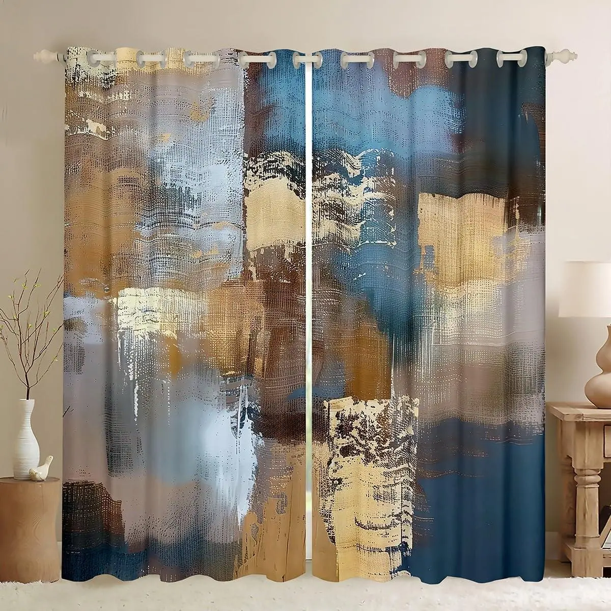 Brown Ombre Curtains & Drapes Gradient Curtains,Grunge Watercolor Blackout Curtains Tie Dye Abstract Living Room Curtains,Aesthetic Graffiti Window Curtains Oil Painting Decor Room Dorm