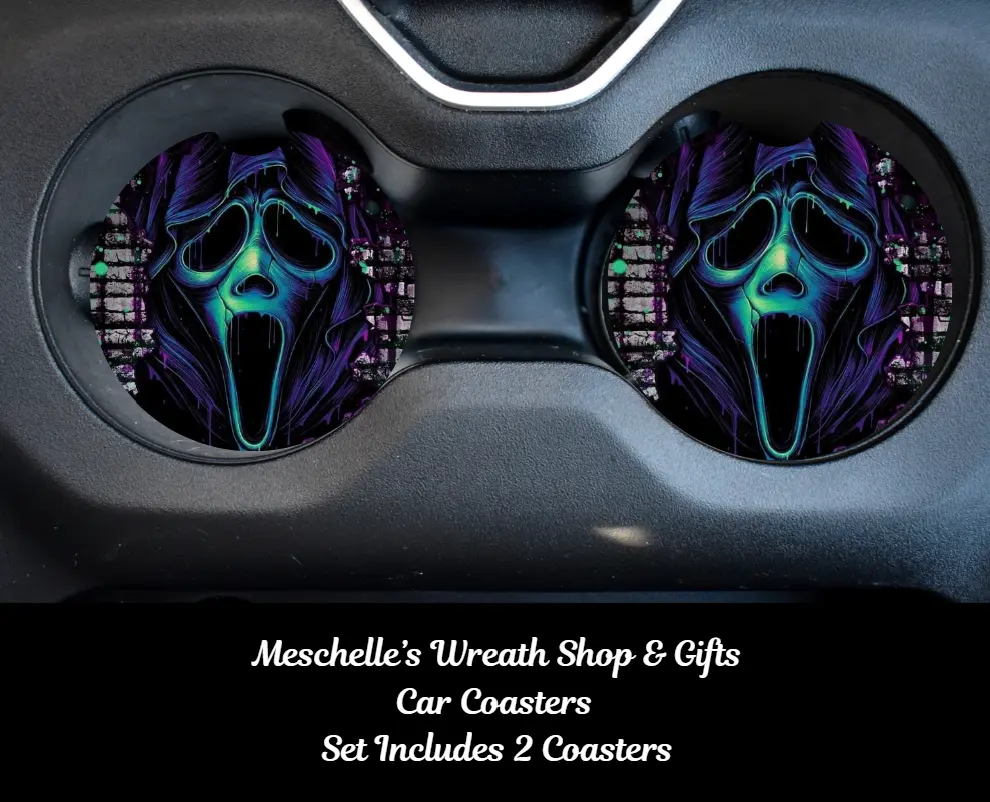 Green Masked Horror Villain Car Coasters - Stylish Functional Car Interior Decoration, Vehicle Accessories, Accessories For Car
