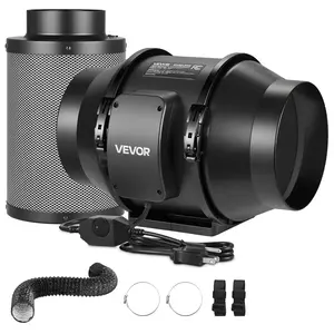 【fathersdaygift】VEVOR 6" Air Filtration Kit,180 CFM Inline Duct Fan with Speed ControllerCarbon Filter & Ducting Ventilation System for Heating Cooling BoosterGrow TentsHydroponics