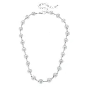 Sandra Ball Bead Necklace in Satin Silver