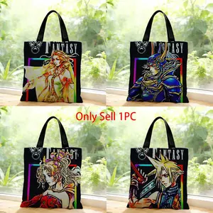 Game fantasy epic stylish F-Final Fantasy Storage Bags Canvas Bags Series Print Bag Lightweight Shoulder High Appearance Large Capacity Minimalist  Soft Fabric Bag Shopping Bags
