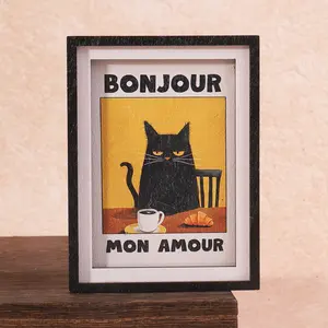 1PC Cute Cat Fridge Magnet, Vintage Coffee Art Magnetic Tile, Home Decor, Perfect Holiday Gift