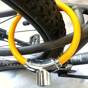 1pc Ring Lock + 2pcs Keys, Heavy-Duty Bicycle Lock for Mountain Bikes and Road Bikes with Thickened Steel Cable, Alloy Circle Lock, Waterproof
