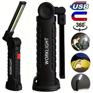 Multi-functional repair work light, rechargeable LED work light with magnetic base - 5 modes, 360° rotation, battery-powered - for mechanical work, BBQ light, illumination, outdoor night use, multi-purpose work light