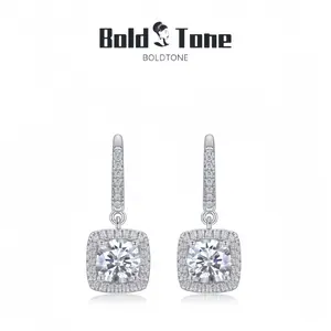 1ct Round  Cut Moissanite Dangle Earrings - 925 Silver