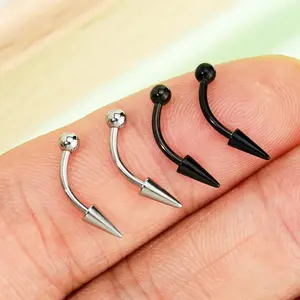 Oufer 4PCS 16G Spike and Ball Top Curved Barbell Angel Fangs Piercing Jewelry