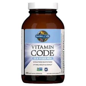 Garden of Life Men's Vitamin Code 50 and Wiser 240 Capsules for Optimal Health and Wellness