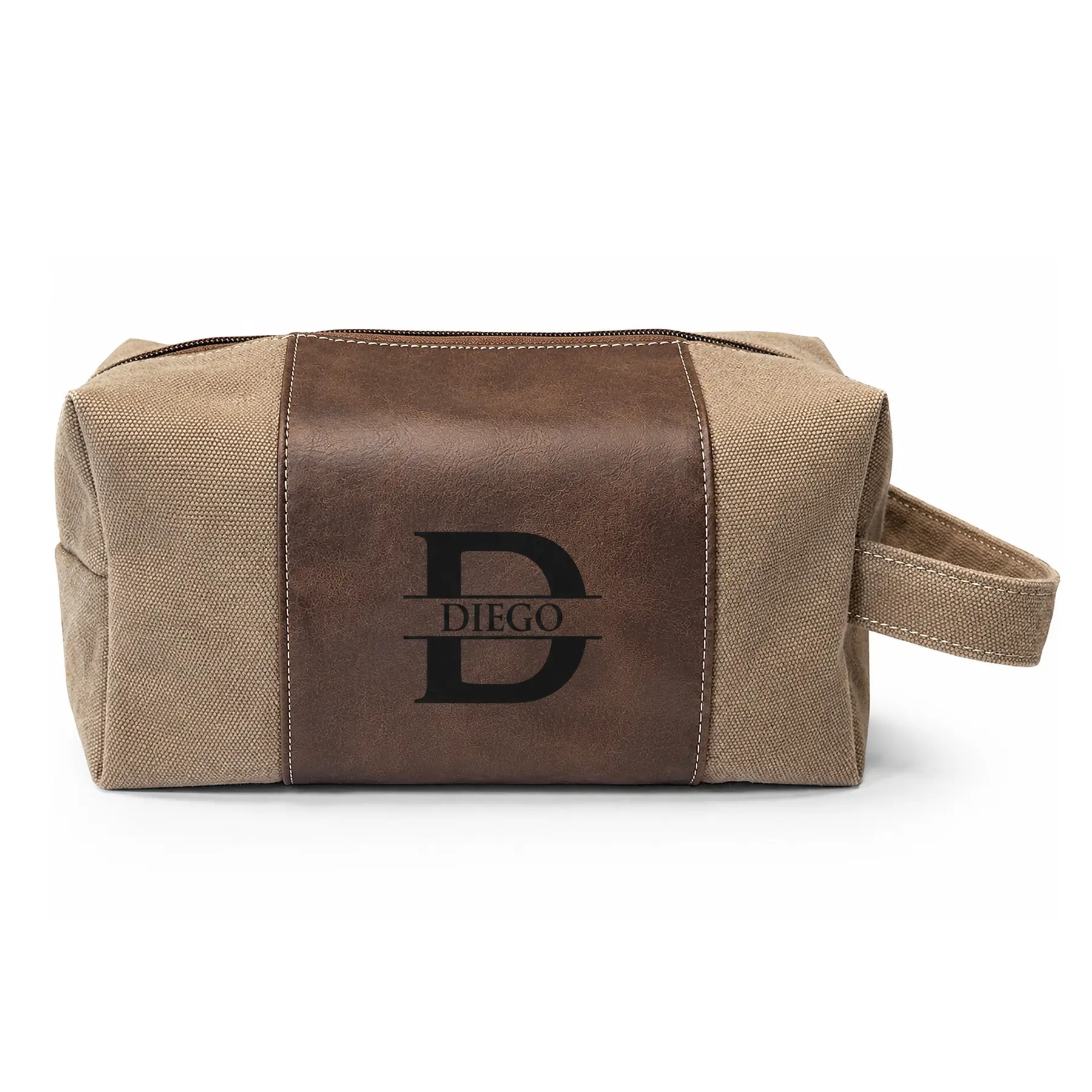 Krezy Case Personalized Canvas Men's Toiletry Bag, Men's Wash Bag with Name, Personalized Travel Bag, Groomsmen Gift, Father Gifts, Valentines Day Gift