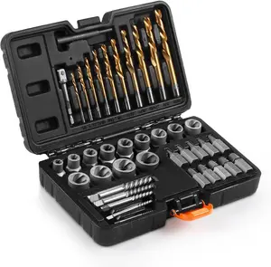 40 Pcs Bolt & Screw Extractor Set with Left Hand Cobalt Drill Bit Set, Easy Out Broken Stripped Screw Removal Tool for Damaged, Frozen, Studs, Rusted, Rounded-Off Bolts, Nuts & Screws.