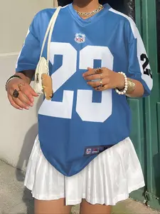 Women's Football Jersey, Casual Short Sleeve T-shirt for Summer, Women's Top for Daily Wear, Jersey Shirts, Soccer Jersey, Casual Sports Jersey