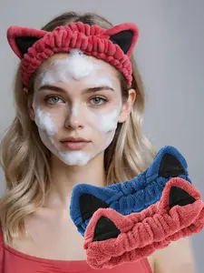 2 Packs Cute Cat Spa Headband for Face Washing, Makeup & Skincare, Soft Coral Fleece, Trendy Animal Headbands for Women & Girls, Gift Idea, Animal Ears Headband