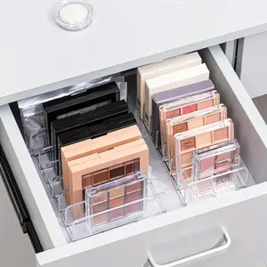Transparent Plastic Makeup Palette Storage Box, 1 Count Cosmetic Storage Rack, Desktop Drawer Divider Organizer, Cosmetics Organizer Storage, Durable Storage Organizer, Multi Compartment Design, Makeup Storage Tool, Durable Plastic Organizers