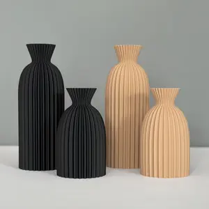Black Vase, Matte Simple Boho Vase, Decorative Flower Vase, for Pampas Grass, for Kitchen, Bathroom, Table, Shelf, Fireplace Decor, Home, Living Room, Dining Table, Farmhouse, Office Decor, Bedroom, and Kitchen Shelf