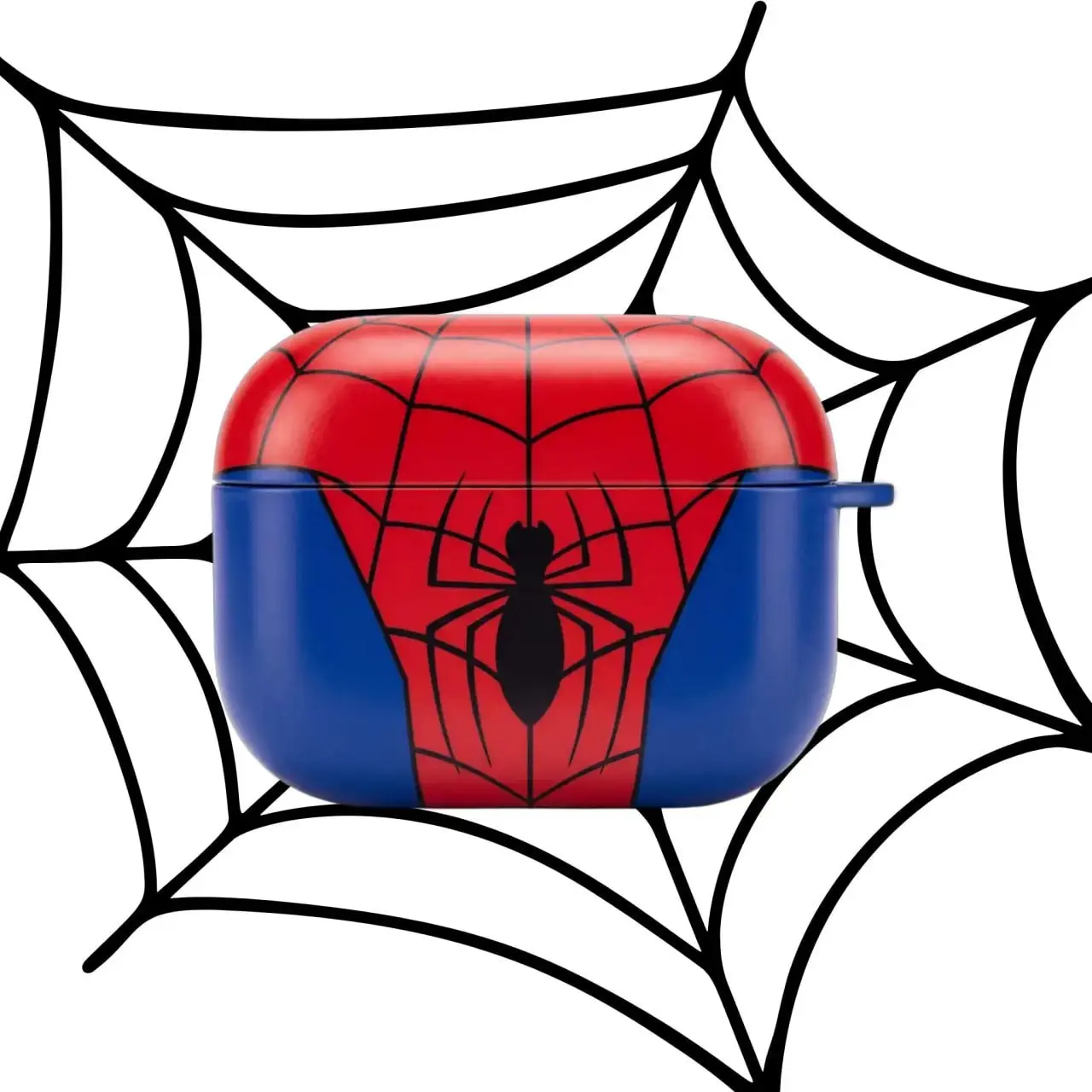 Spider Web AirPods Case, Red Blue Hero Inspired Protective Cover, Comic Style Earbuds Case, Web Spider Graphic Wireless Earphone Case