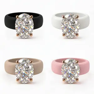 Silicone Elegant Egg-Shaped-Cut Zirconia Ring Stylish Fade-Resistant Ring 1pc with for Women Wedding Anniversary Gift Sparkling Beautiful Jewelry Accessory Suitable for Daily Wear Outdoor Sports Gym And Yoga Perfect for Mother'S Day