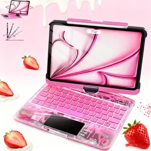 DarlingCase Cyberpunk 360 Swivel Keyboard Case for iPad Air 11/13 2026&iPad 11th-11in-A16(2025) Y2K Aesthetic 7 Color RGB Backlight Wireless Keyboard with Trackpad and Pencil Holder Ideal Christmas Gift for iPad