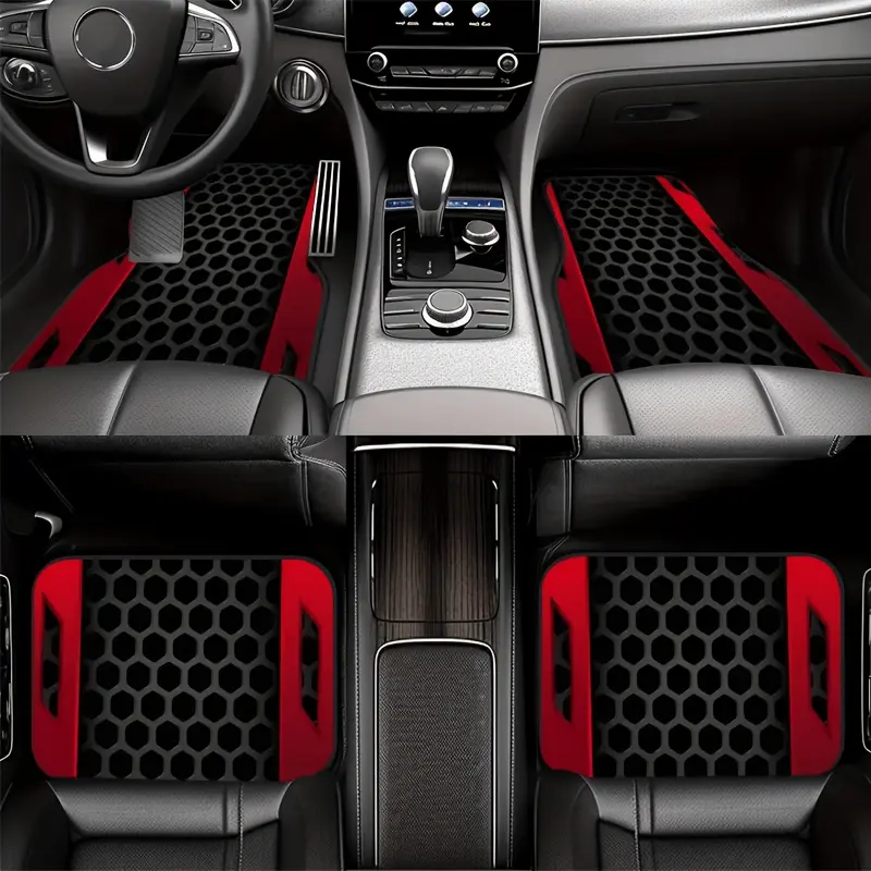 4pcs, Tech Style Printed Car Foot Mats, Full Coverage Car Floor Mats All-Season Universal Model, XPE Non-Slip Wear-Resistant Car Mat for SUV Car Interior, Fine Texture Car Carpet