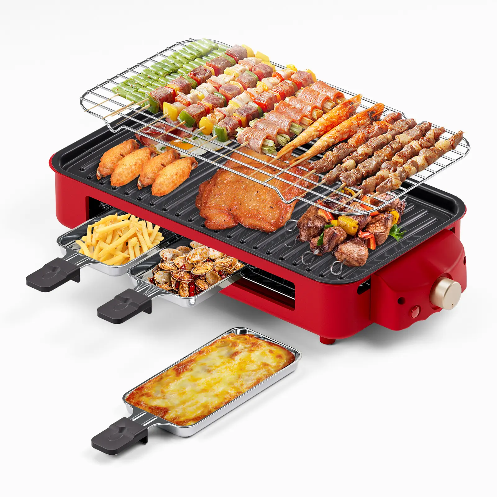 TANLOOK Smokeless Electric Korean BBQ Grill - Indoor Non-Stick Removable Plate Grill, 5 Adjustable Temperatures, 1500W, Dishwasher Safe Household Kitchen Appliance