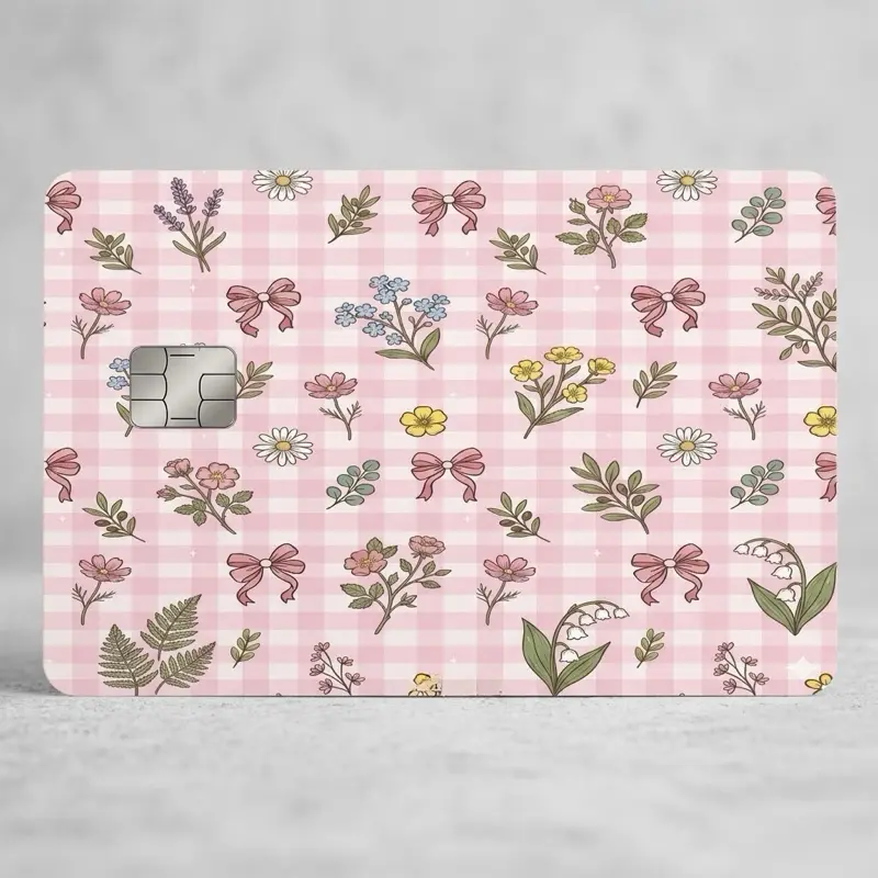 Coquette Credit Card Skin - Cute Floral Sticker | Waterproof Vinyl Card Cover | Aesthetic Design | Scratch-Resistant & Durable | Standard Size 3.37 x 2.125 in