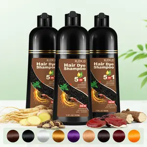 MJDMJD 5-in-1 Natural Hair Dye Shampoo for Women & Men, Herbal Ingredients, No Combing Required, Long-Lasting Color, 500ml/200ml, Ammonia-Free, Gentle & Non-Irritating Conditioner Haircare Cleanser Cleansing