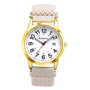 OIDEA Stretch Band Watch with Easy Reader Big Number Dial, 24 Hour Format Calendar Quartz Analog Wrist Watch for Men Women Nurses summerwins,summerwins