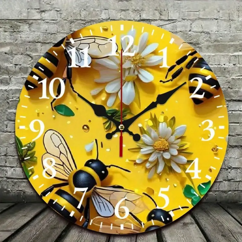 Honeycomb-themed silent wall clock, designed with bee and honeycomb patterns - Acrylic round clock, suitable for rooms and offices - Easy-to-read numbers, bee decoration - Clocks for Living Room Wall Art Clock, Decorative Clock, Creative Decorative Clock