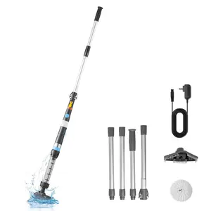 VEVOR Handheld Pool Vacuum, 8.5 GPM Cordless Spa Hot Tub Vacuum with Extension Pole and 2 Brush Heads, 60 Mins Running Time, for Small Debris, Sand, Rechargeable Pool Cleaner for Above Ground Pools