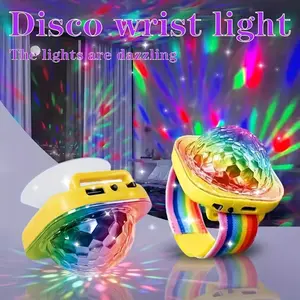 Mini Disco Light Ball, 1 Count Portable LED Wristband Light with USB Cable & Suction Cup, Rotating USB Night Disco Bracelet Lamp for Home & Car decor projector decoracion luces room