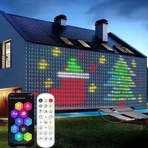 RGB Smart Curtain Lights with Bluetooth Controller Surprise App Remote Music Sync DIY GIF Effects 400 LEDs USB Powered IP65 Waterproof for Holiday Party Bedroom Window Outdoor Decor Timer Schedule Diy Canvas Valentines Day Gift mother's day