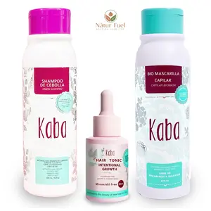 Kaba Hair Growth & Recovey Kit – Onion Shampoo + Biomask + Scalp Tonic – Productos Kaba for Strengthens Roots & Promotes Faster Hair Growth