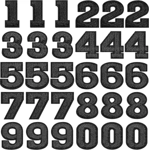 30 Pieces Numbers Patches Iron on Numbers Patches 0-9 Number Decorative Repair Patches Sew on Embroidered Applique Patches for Baseball Football Jean Hat Jacket Shirts (Black,1.25 Inches)