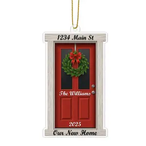 2025 Personalized Acrylic Ornament - Lightweight Hanging Decoration, Custom Name First Christmas in New Home, Multi-Size 2D Flat Address Keepsake Tree-Hanging Gift