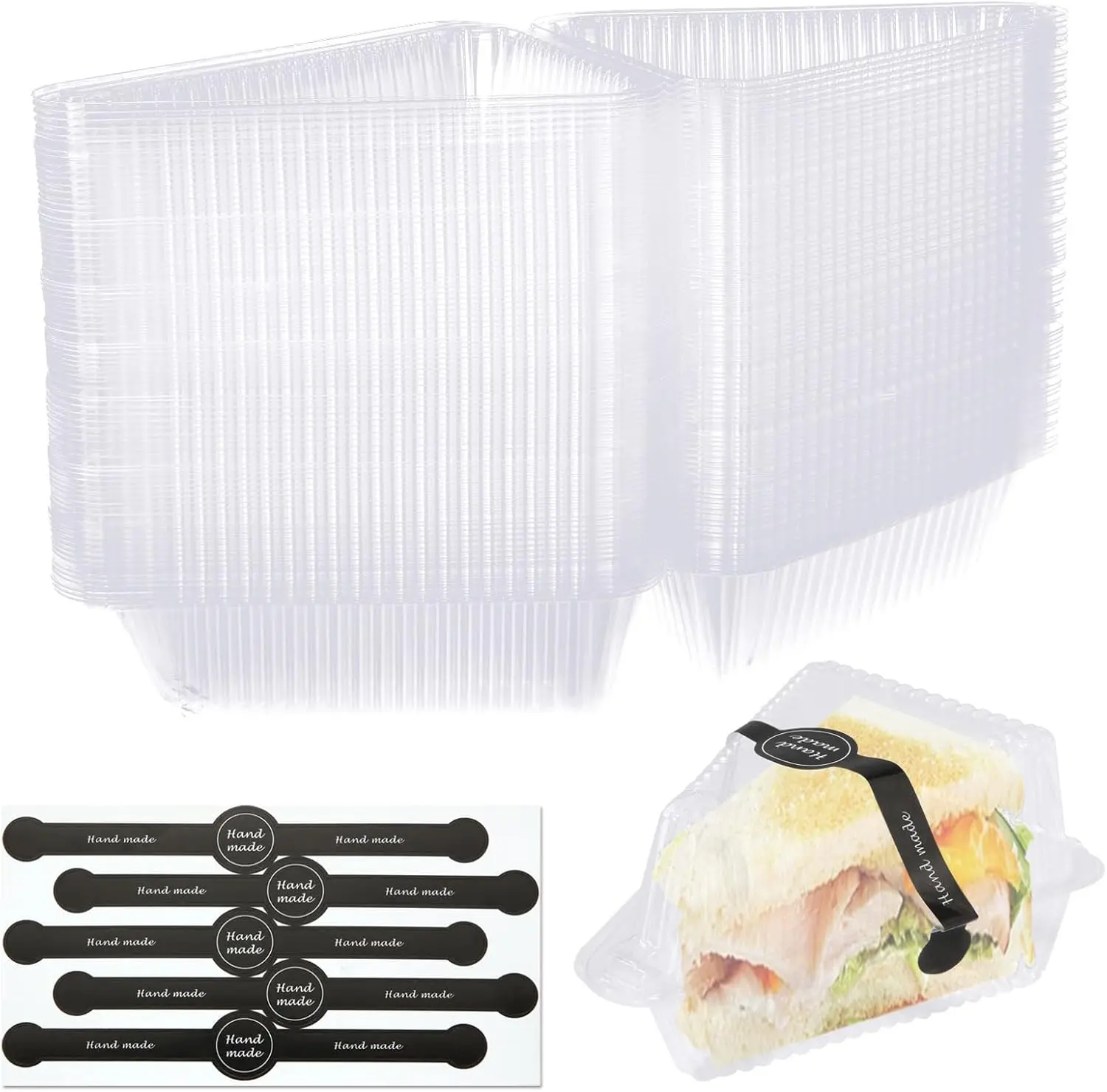 200PCS Cake Slice Containers with Lids Clear Plastic Hinged Cheesecake Containers Individual Disposable Triangle Cake Boxes for Pie Slice Cheesecake, Tres Leches, Flan, Desserts - Take Out To go ﻿