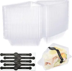 200PCS Cake Slice Containers with Lids Clear Plastic Hinged Cheesecake Containers Individual Disposable Triangle Cake Boxes for Pie Slice Cheesecake, Tres Leches, Flan, Desserts - Take Out To go ﻿