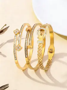 3-piece fashionable and luxurious stainless steel horseshoe strap bracelet set, with high-quality and durable design, suitable for daily wear by men and women, holiday gifts