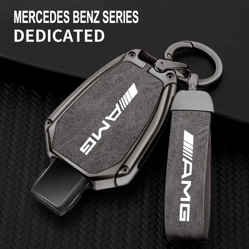 Zinc Alloy Leather Car Key Case Cover Key Fob Cover Car Key Holder Car Key Protector 2/3 buttons Shell Car Key Accessory For Mercedes Benz A B C S Class AMG GLA CLA GLC W176 W221 W204 W205 Accessories