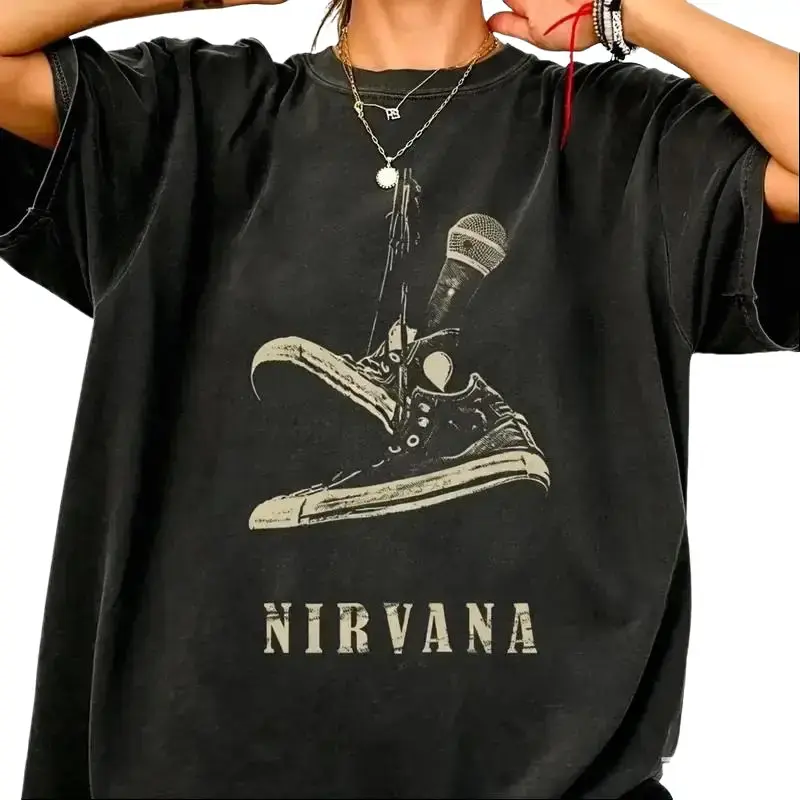 Nirvana Tee, Vintage Band Tee, 90s Rock Music Shirt, Grunge Shirt, Distressed Oversized Unisex Tee, Alternative Gift for Music Fans Casual Man