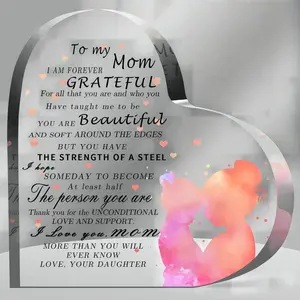Iron Heart Acrylic Keepsake with Message - Elegant Home Decor Plaque Sign, Mother's Day Gift for Mom, Ideal for Home Supplies Use