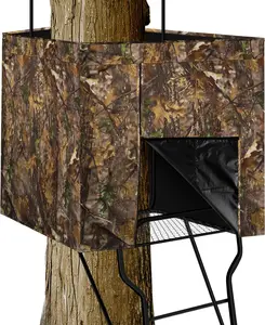 142"x35.5" Hunting Blinds, Deer Hunting Tree Stand Blind Cover, Universal Camo Tripod Deer Stand Accessories for Turkey, Elk, and Moose Hunting, Large Size with Silent Zips and 2 Pocket