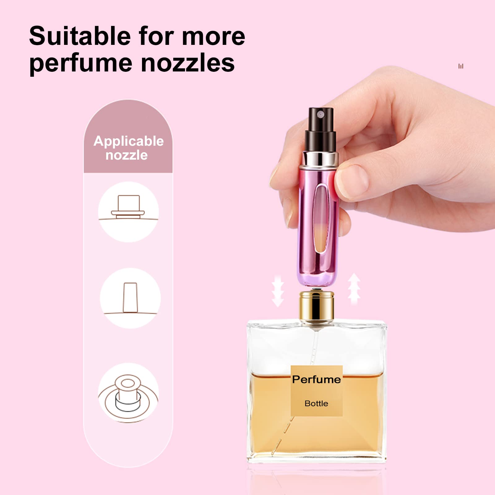 5PCS 5ml Lightweight Compact Perfume Spray Bottle,Portable Mini Pocket Perfume Atomizer for Travel Accessories Tin Canister Organizer Bottle, Reusable Travel Refillable Perfume Bottle, Mini Spray Bottle, Small Pocket Perfume Bottle
